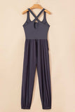 Cutout Square Neck Wide Strap Active Jumpsuit - Trendsi - Flyclothing LLC