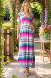 Heimish Full Size Striped Short Sleeve Maxi Tee Dress Plus Size - Trendsi - Flyclothing LLC