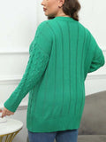 Plus Size Round Neck Long Sleeve Sweater - Trendsi - Flyclothing LLC