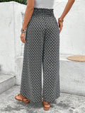 Tied Printed Wide Leg Pants - Trendsi - Flyclothing LLC