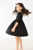 Black 3/4 Sleeve Pocket Twirl Dress - Mila & Rose ® - Flyclothing LLC