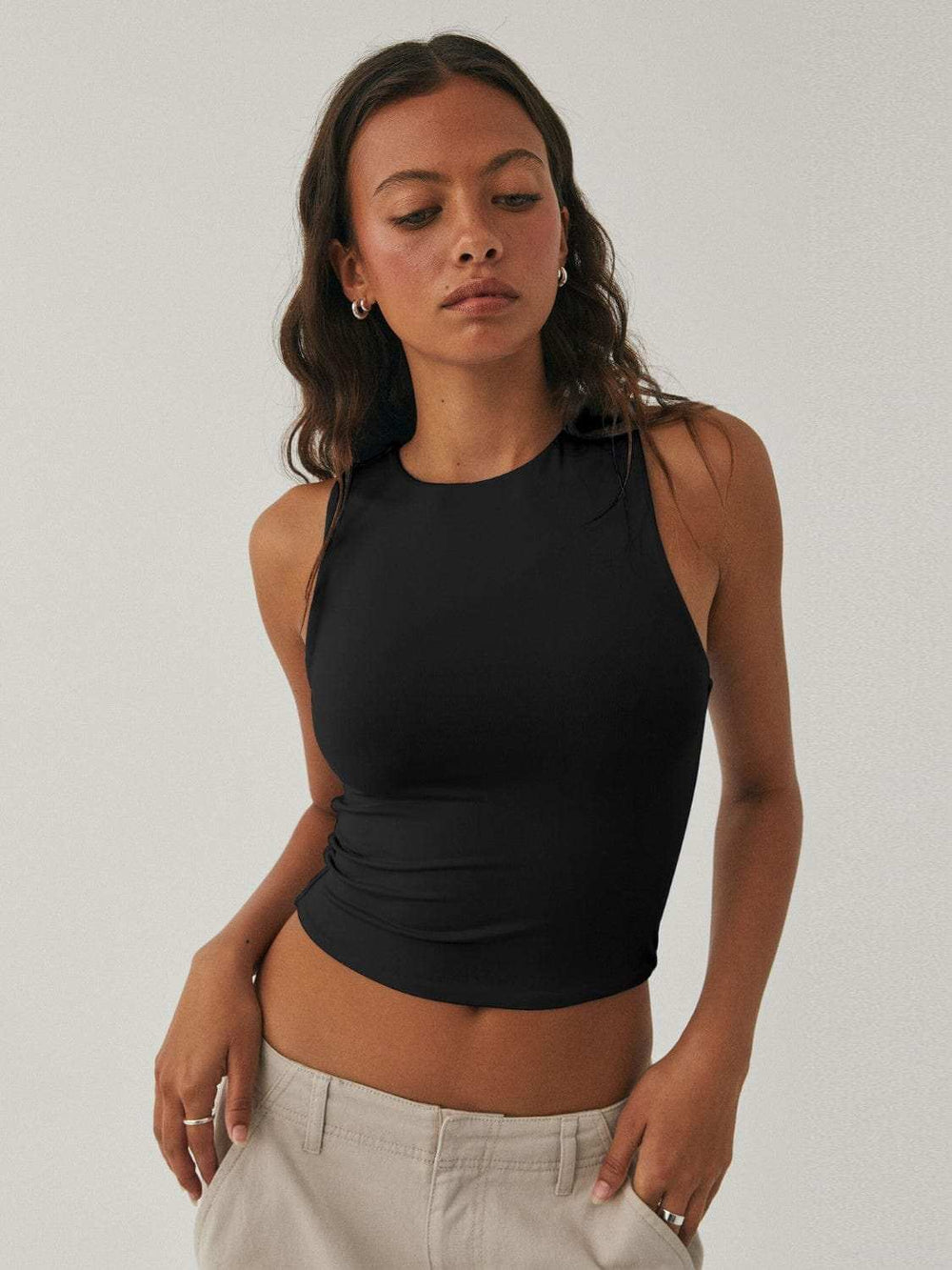 Round Neck Cropped Tank - Trendsi - Flyclothing LLC