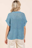 Mittoshop Mineral Wash Openwork Short Sleeve Knit Cover Up - Trendsi - Flyclothing LLC