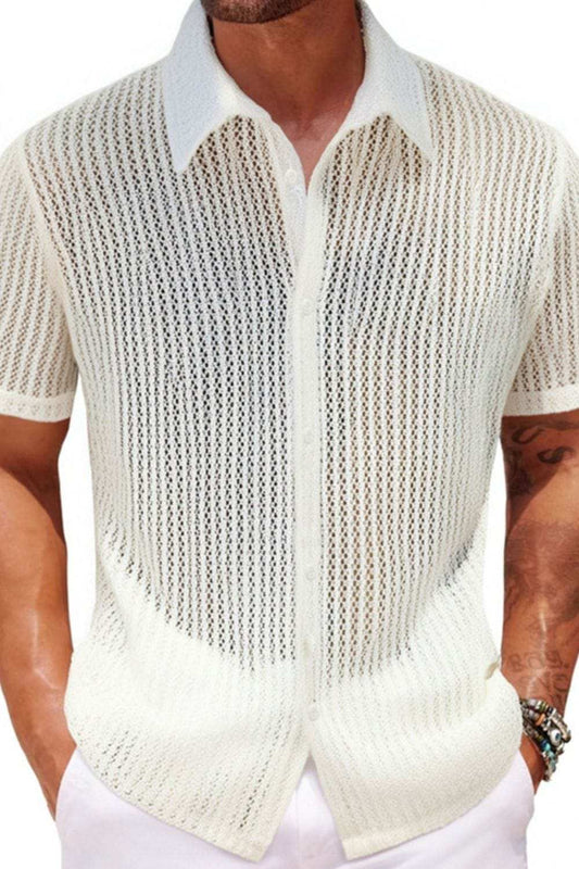 Men's Plus Size Button Down Short Sleeve Shirt - Trendsi - Flyclothing LLC