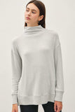 Be Cool Side Slit Mock Neck Long Sleeve Tunic Top - Trendsi - Flyclothing LLC