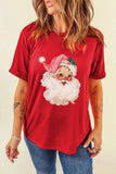 Santa Round Neck Short Sleeve T-Shirt - Trendsi - Flyclothing LLC