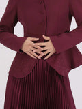 Button Up Long Sleeve Top and Pleated Skirt Set - Trendsi - Flyclothing LLC