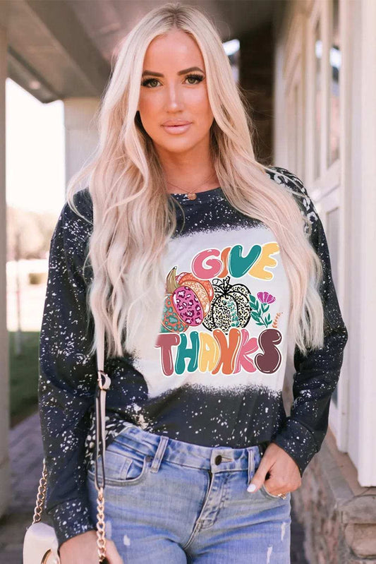 Pumpkin Graphic Round Neck Long Sleeve T-Shirt - Trendsi - Flyclothing LLC