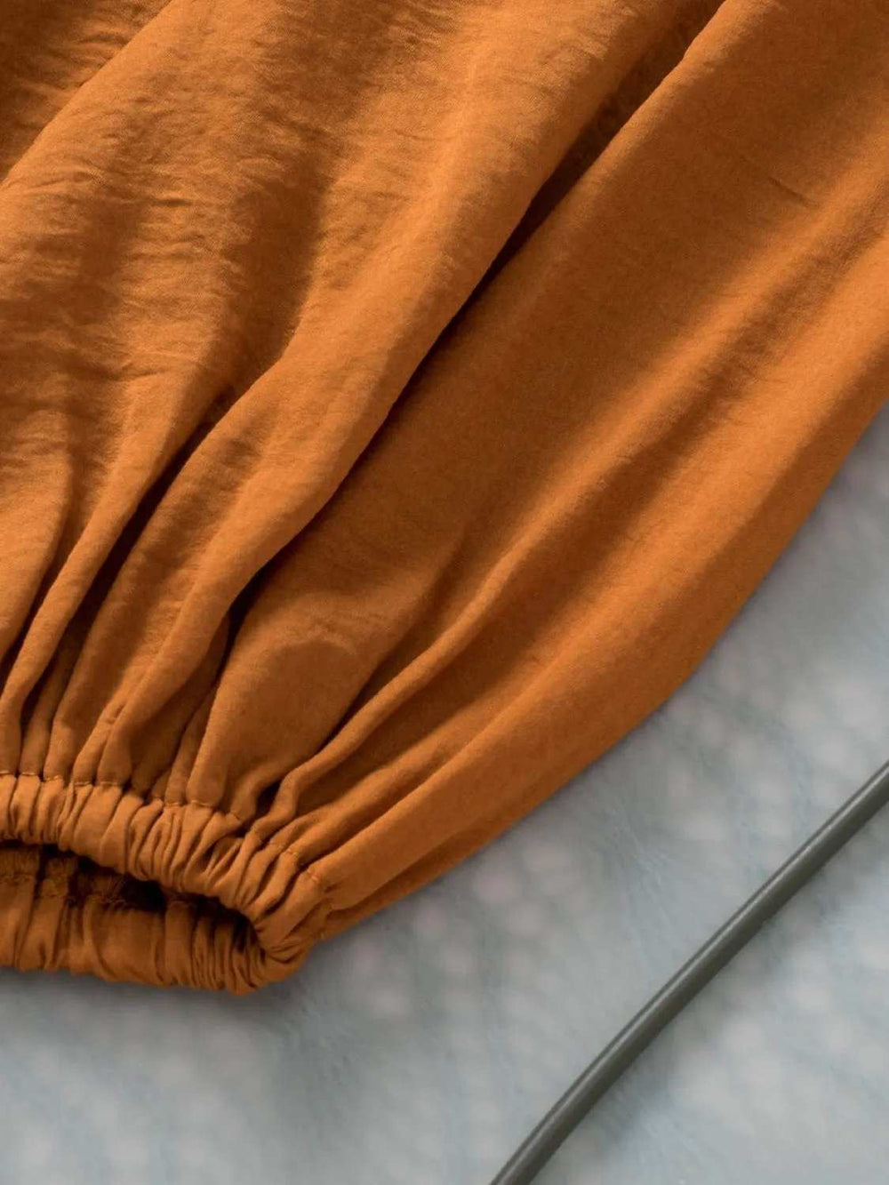 Tie Neck Balloon Sleeve Blouse - Trendsi - Flyclothing LLC