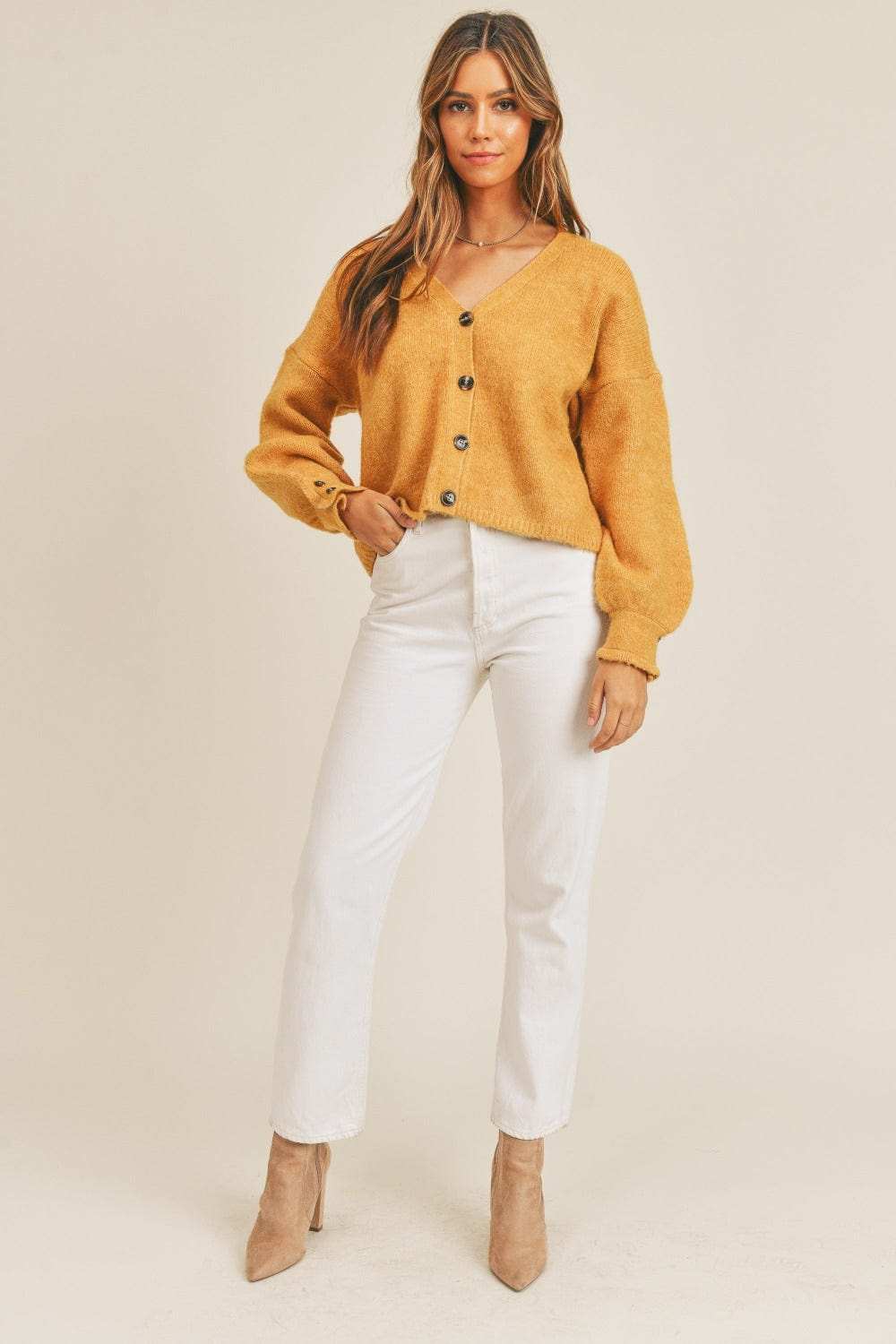MABLE Long Sleeve Button Down Sweater Cardigan - Trendsi - Flyclothing LLC