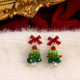 Christmas Tree Bowknot Dangle Earrings - Trendsi - Flyclothing LLC