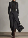 Full Size Asymmetrical Hem Turtleneck Dress Plus Size - Trendsi - Flyclothing LLC