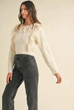 MABLE Ruffled Lace Crochet Sweater - Trendsi - Flyclothing LLC