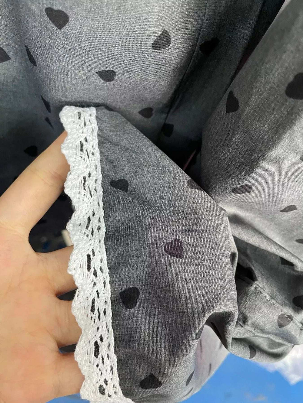 Heart Print Button Up Flounce Sleeve Shirt - Trendsi - Flyclothing LLC