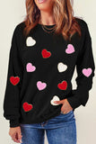Valentine's Day Contrast Heart Long Sleeve Sweatshirt - Trendsi - Flyclothing LLC