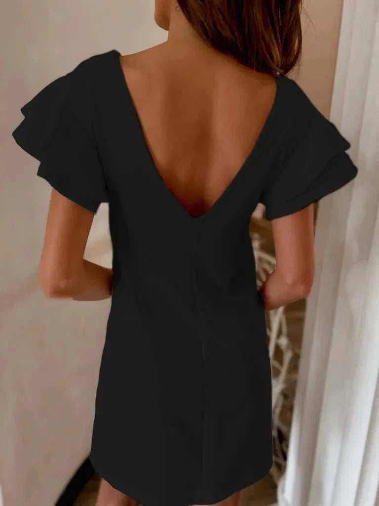 Ruffled Layered Short Sleeve Mini Dress - Trendsi - Flyclothing LLC