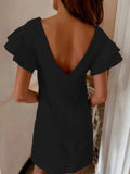 Ruffled Layered Short Sleeve Mini Dress - Trendsi - Flyclothing LLC