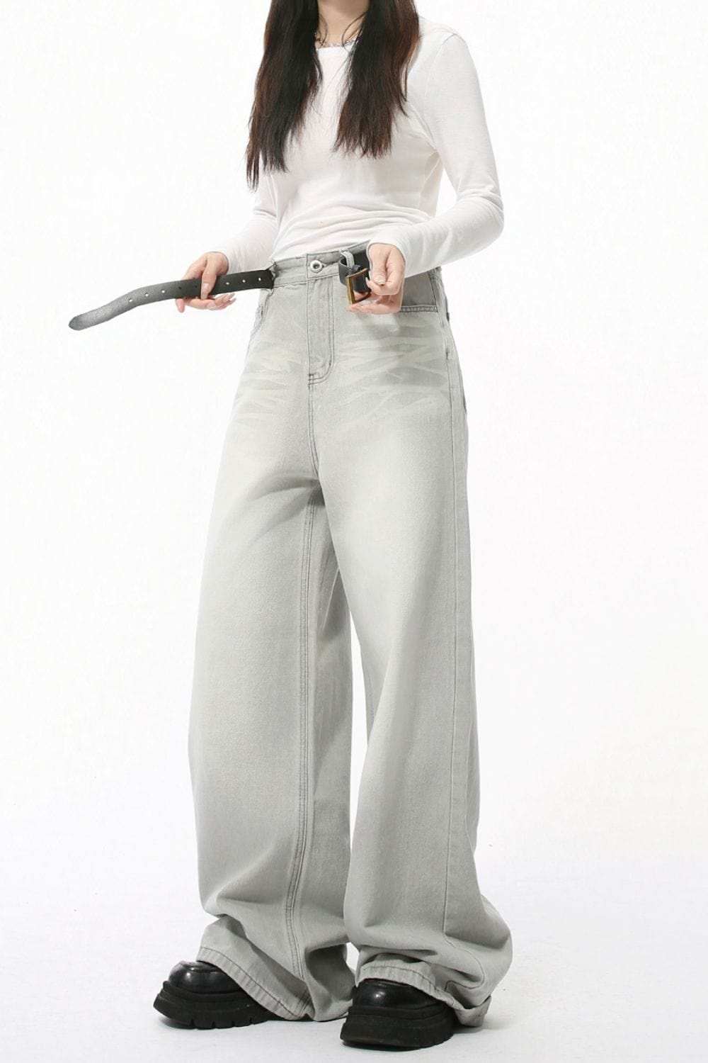 Wide Leg Jeans with Pockets - Trendsi - Flyclothing LLC