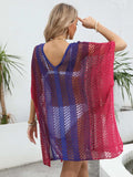 Openwork Contrast V-Neck Cover-Up - Trendsi - Flyclothing LLC
