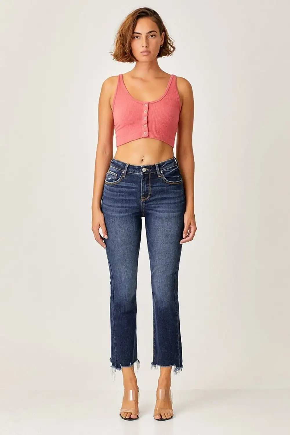Risen Full Size Frayed Hem Cropped Straight Jeans - Trendsi - Flyclothing LLC
