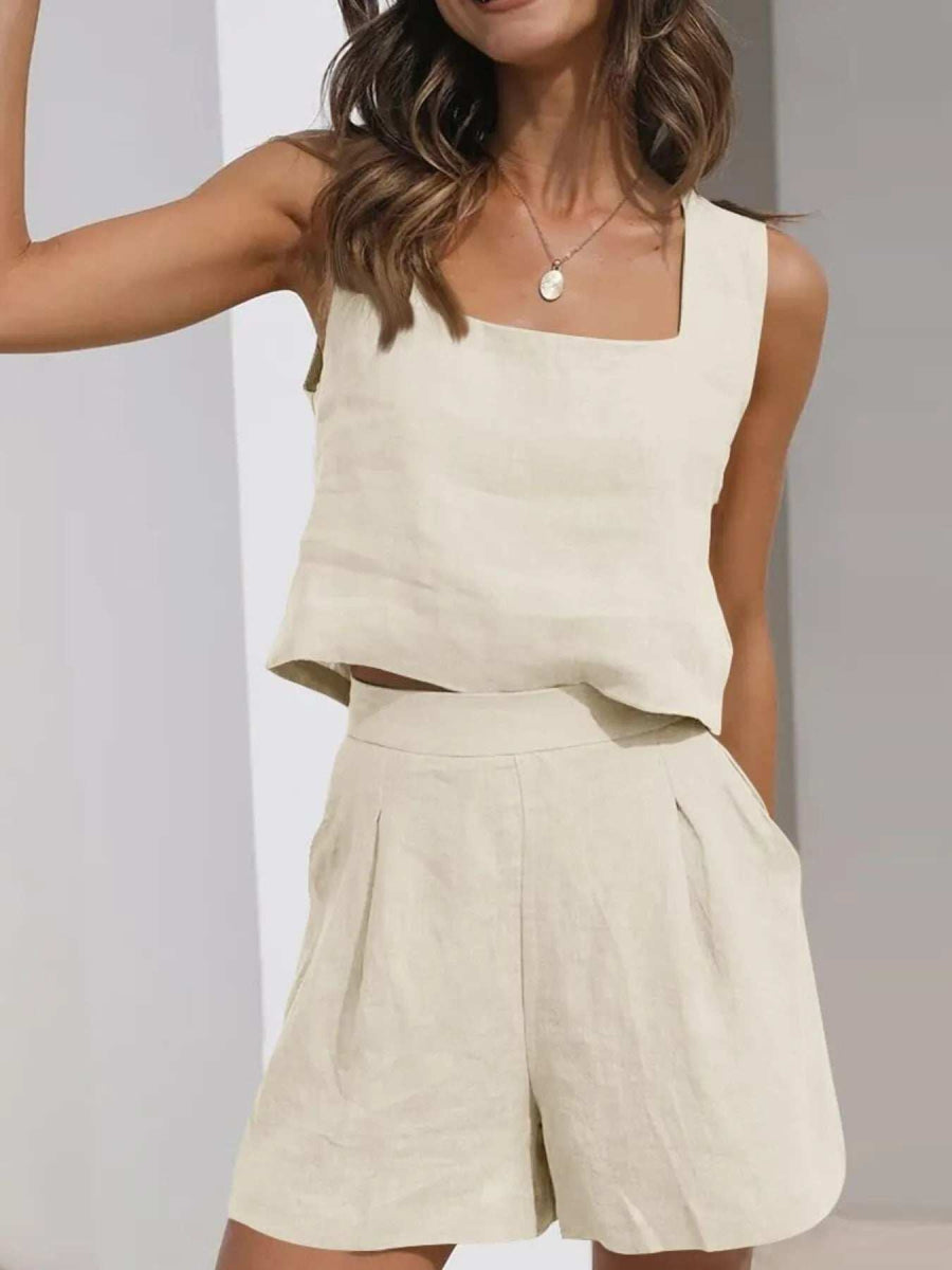 Square Neck Tank and Shorts Set - Trendsi - Flyclothing LLC