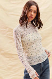 SO ME Floral Print Textured Long Sleeve Knit Top - Trendsi - Flyclothing LLC
