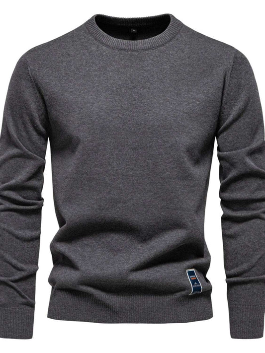 Men's Round Neck Long Sleeve Sweater - Trendsi - Flyclothing LLC