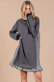 Ces Femme Striped Patchwork Round Neck Terry Sweatshirt Dress - Trendsi - Flyclothing LLC