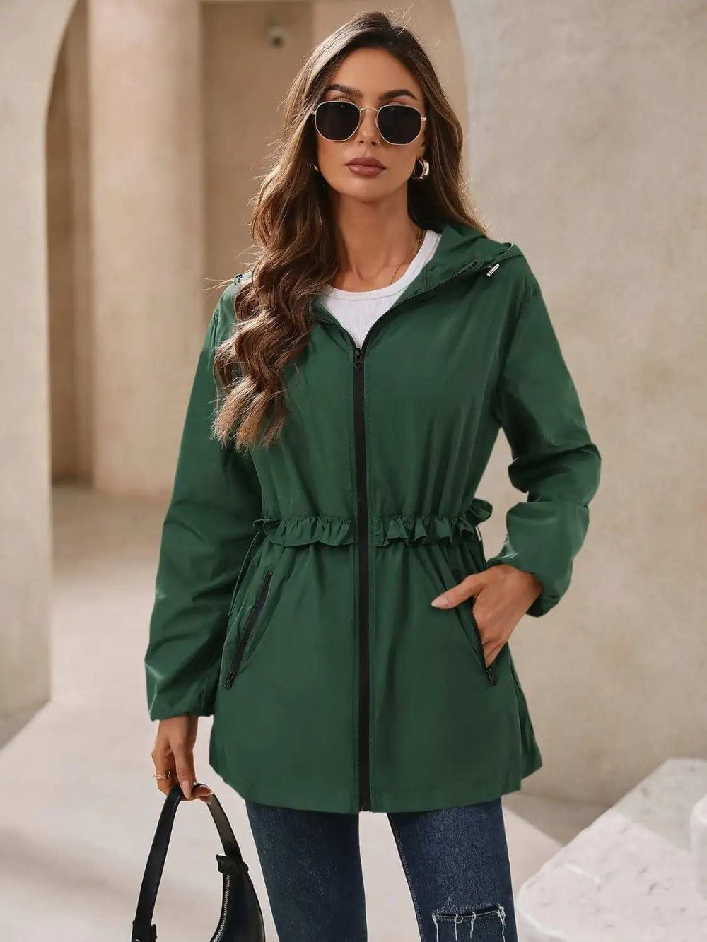 Ivy Lane Outdoor Waterproof Long Sleeve Hooded Windbreaker - Trendsi - Flyclothing LLC
