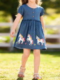 Children's Unicorn Short Sleeve Dress - Trendsi - Flyclothing LLC
