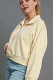 Umgee Full Size Half Zip Cropped Sweatshirt Plus Size - Trendsi - Flyclothing LLC