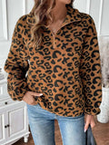 Leopard Half Zip Long Sleeve Sweatshirt - Trendsi - Flyclothing LLC