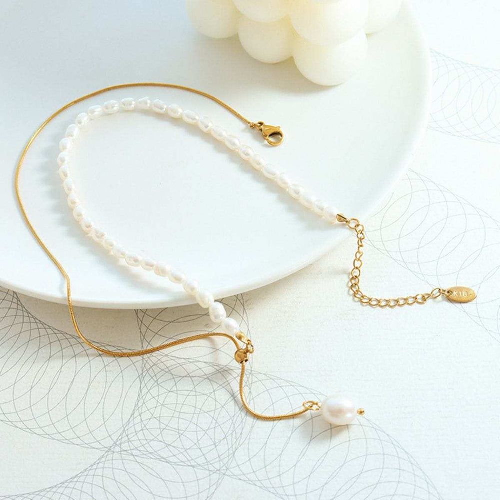 18K Gold-Plated Pearl Necklace - Trendsi - Flyclothing LLC