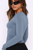 Round Neck Long-Sleeve Top - Trendsi - Flyclothing LLC