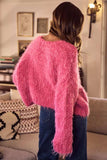 SO ME Soft Touch Hairy Loose Fit Cozy Sweater Cardigan - Trendsi - Flyclothing LLC