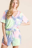 BiBi Tie Dye Casual Shorts with Twill Tape Drawstring - Trendsi - Flyclothing LLC