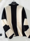 Color Block Round Neck Long Sleeve Sweater - Trendsi - Flyclothing LLC