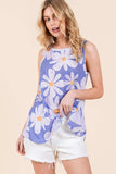 BOMBOM Floral Round Neck Tank - Trendsi - Flyclothing LLC