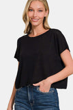 Zenana Round Neck Short Sleeve Crop T-Shirt - Trendsi - Flyclothing LLC