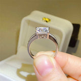 3 Carat Moissanite 925 Sterling Silver Square Shape Ring - Trendsi - Flyclothing LLC