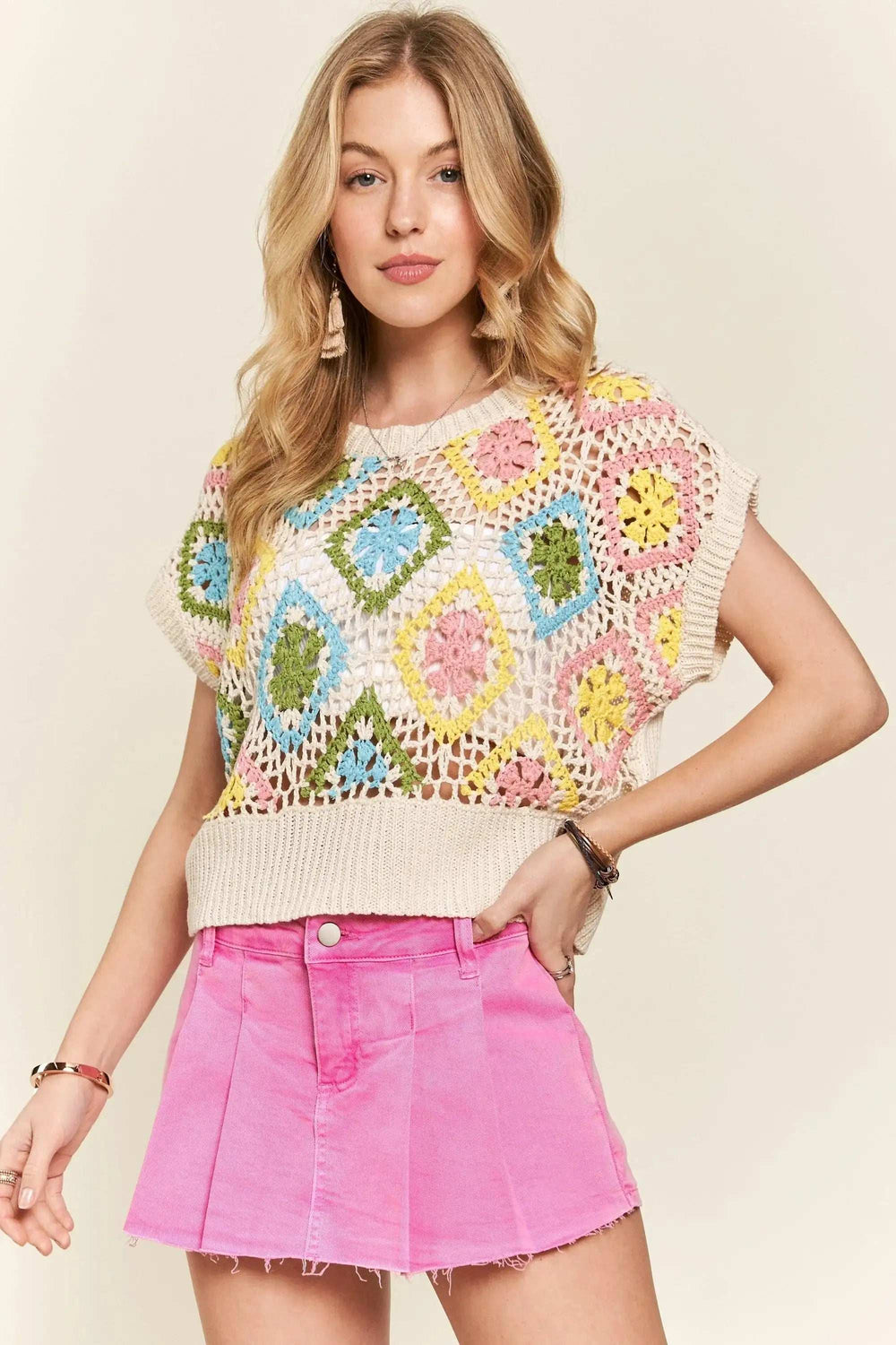 ADORA Multicolor Crochet Top - Trendsi - Flyclothing LLC