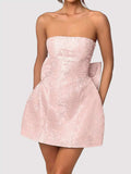 Lace-Up Sleeveless Satin Mini Dress with Bow - Trendsi - Flyclothing LLC