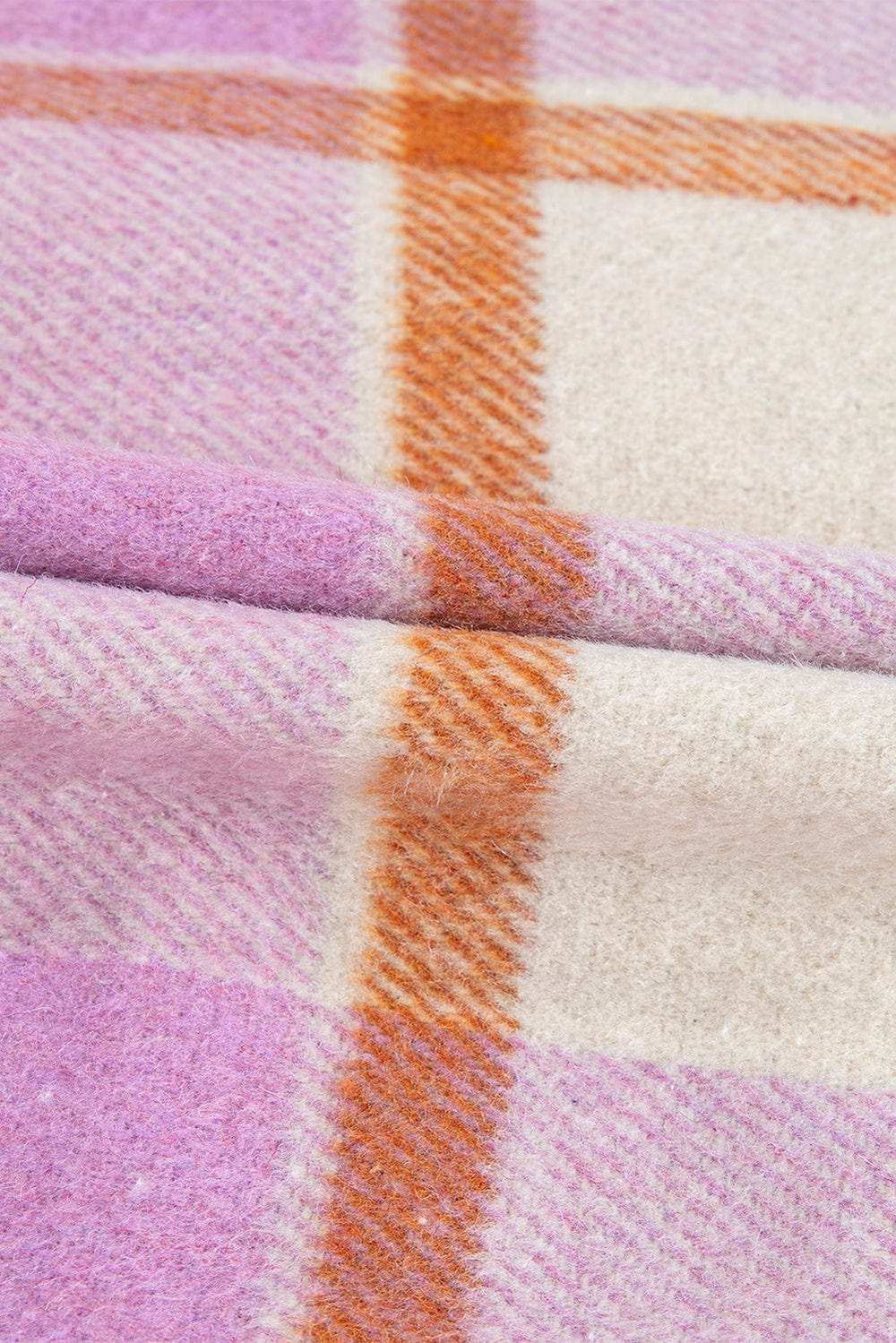 Plaid Corduroy Pockets Brushed Checkered Shacket - Trendsi - Flyclothing LLC