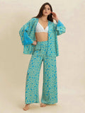 Open Front Printed Top and Pants Set - Trendsi - Flyclothing LLC