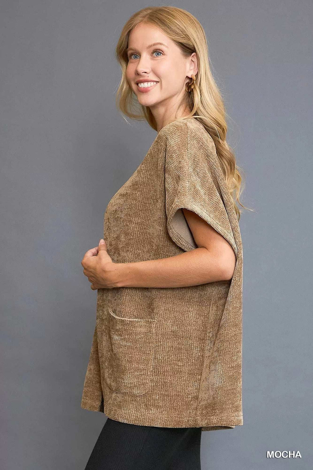 Umgee Open Front Knit Cardigan with Front Pockets - Trendsi - Flyclothing LLC