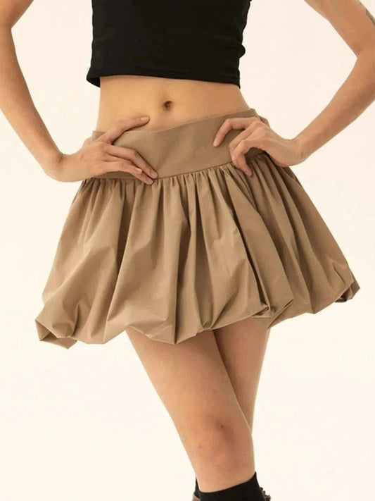 Ruched Bubble Hem Mini Skirt - Trendsi - Flyclothing LLC