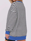 Notched Long Sleeve Oversized Sweatshirt - Trendsi - Flyclothing LLC