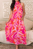 Contrast Grecian Neck Maxi Dress - Trendsi - Flyclothing LLC