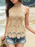 Lace Tied Mock Neck Tank - Trendsi - Flyclothing LLC
