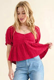 And The Why Lovely Textured and Smocked Top - Trendsi - Flyclothing LLC